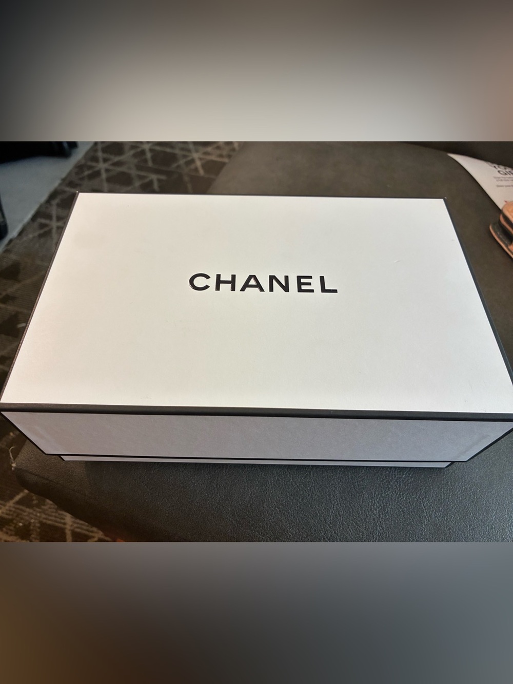 CHANEL White Box with Black Logo Rectangular Medium Box